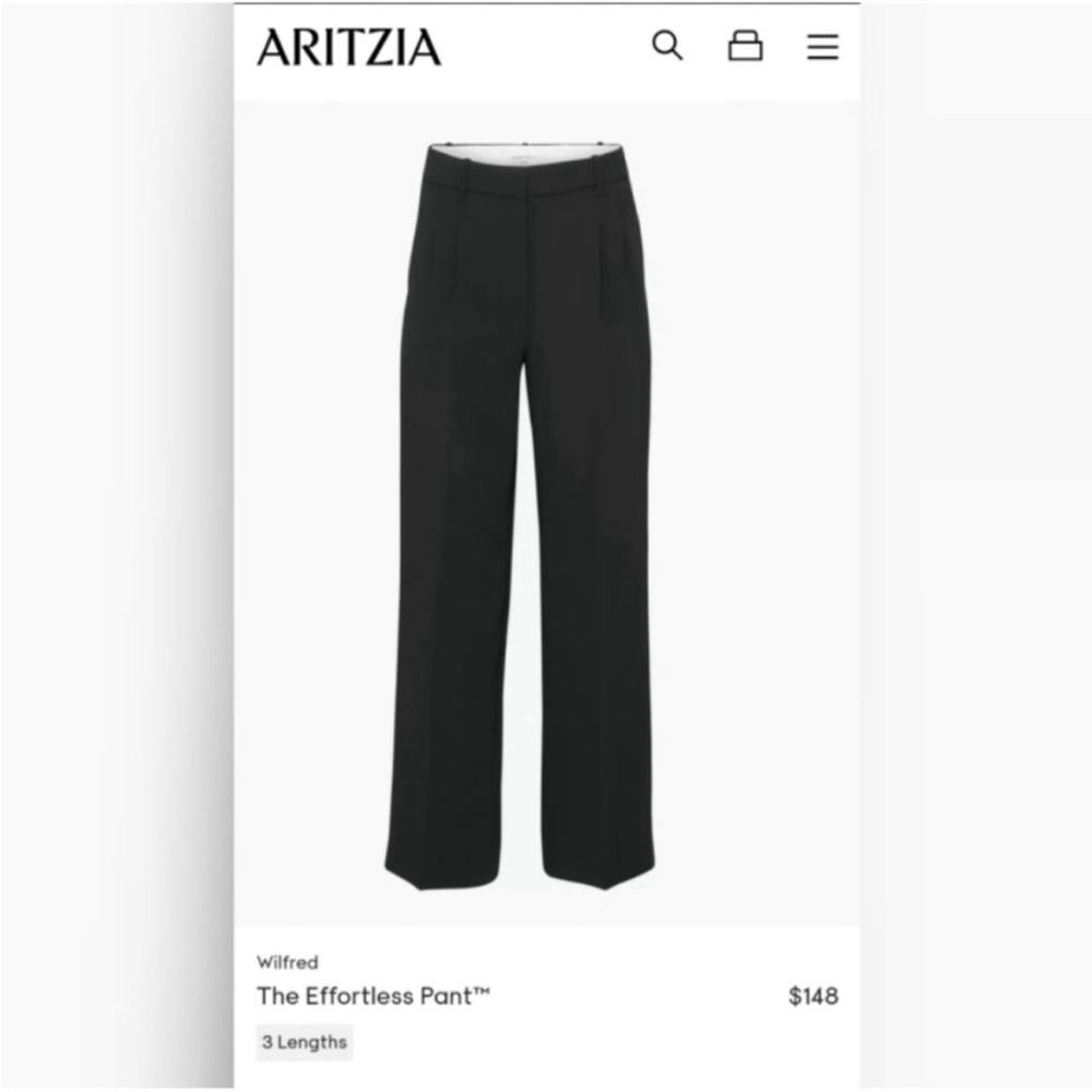NWT Aritzia Wilfred Effortless Pant - Black Size 10